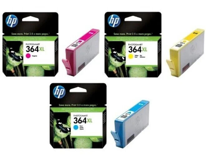 3x Genuine HP 364XL Cyan Magenta Yellow ink cartridges - FREE UK DELIVERY!