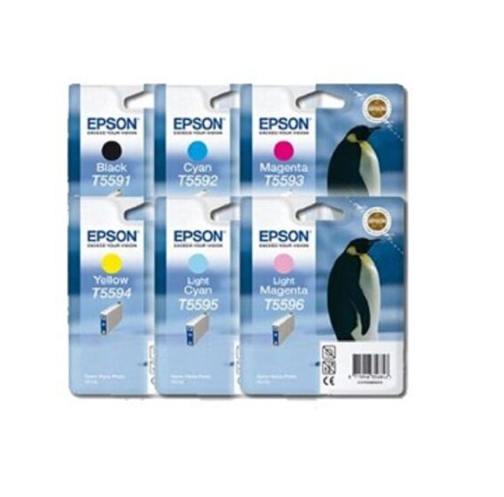 Genuine Epson T5591 T5592 T5593 T5594 T5595 T5596 Ink cartridges lot - VAT inc.