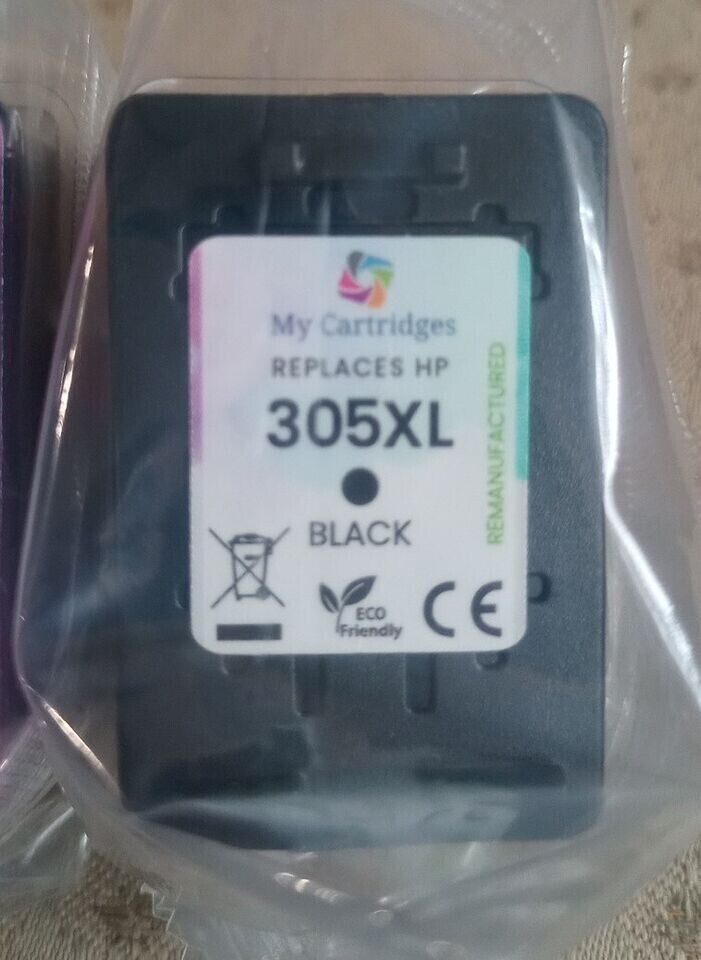 2x Refilled Inks For HP 305XL Black Ink Cartridges - FREE DELIVERY!