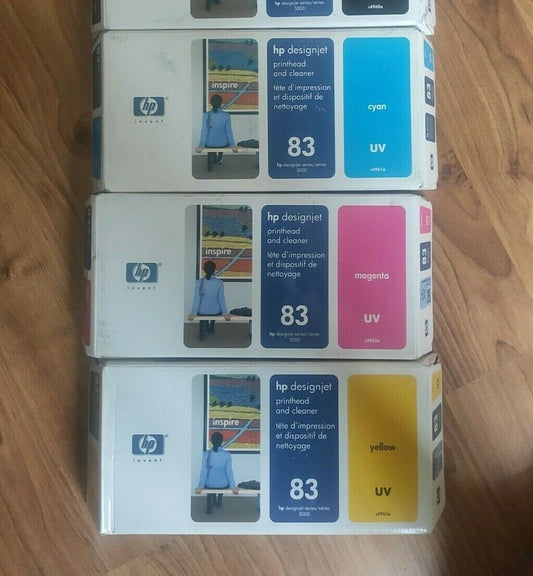Genuine lot of HP 83 UV Printheads and Cleaners (C4960A-65A) DesignJet 5000 VAT