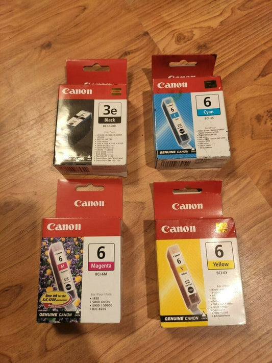 Genuine lot of Canon BCI-3e Black & BCI-6 BCMY Ink Cartridges - FREE UK DELIVERY
