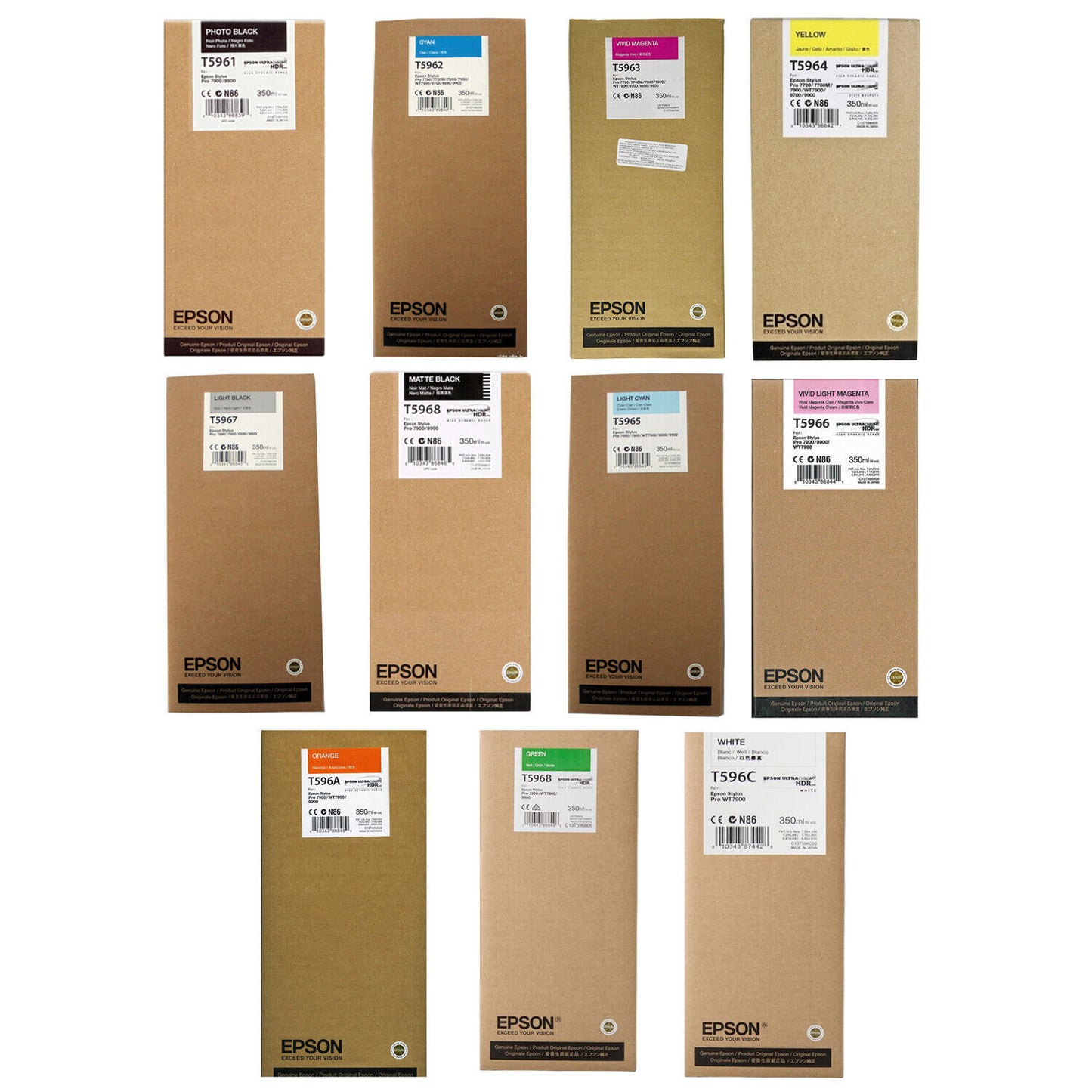 Genuine Epson T5961 T5962 T5968 Ink Cartridges (350ml) - FREE UK DELIVERY!