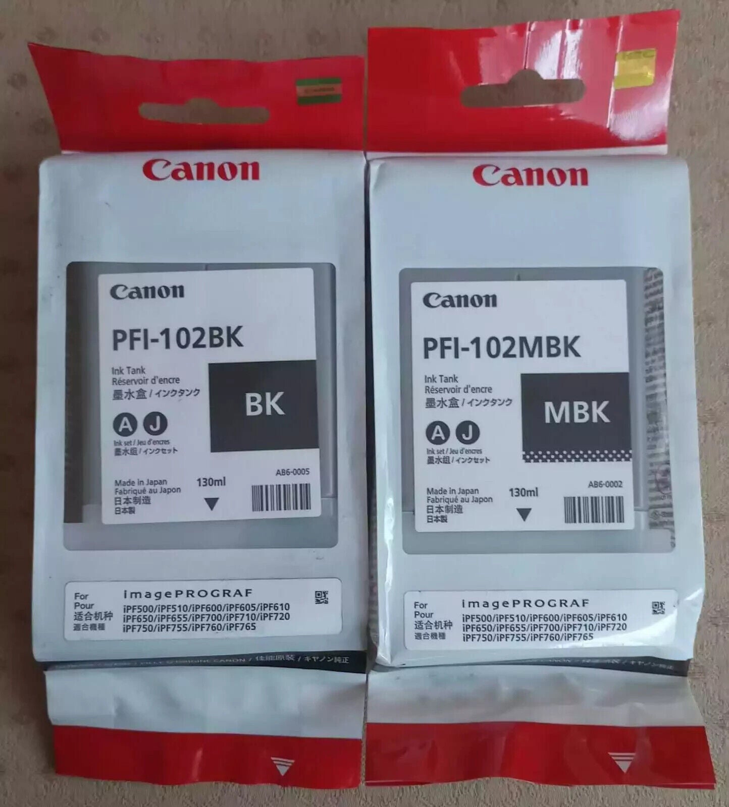 Genuine Canon PFI-102BK + PFI-102MBK Ink Cartridges (130ml) FREE UK DELIVERY