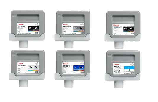 Genuine Canon PFI-302 Ink Cartridges - IPF8100 IPF8110 IPF9100 IFP9110