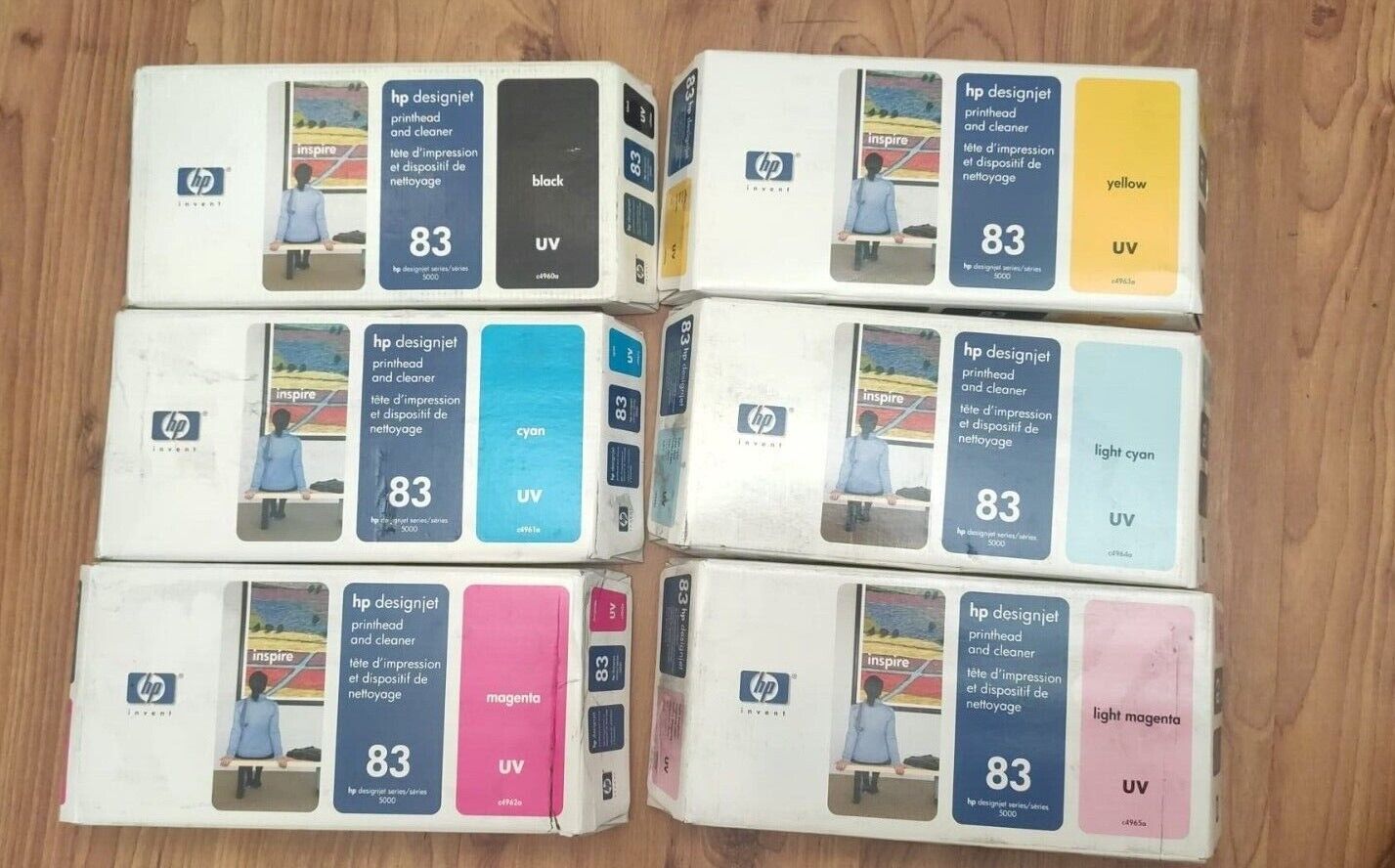Genuine lot of HP 83 UV Printheads and Cleaners (C4960A-65A) DesignJet 5000 VAT