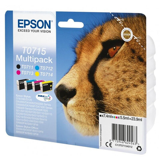 Genuine lot of EPSON T0711 T0712 T0713 T0714 (T0715) Cheetah Ink Cartridges