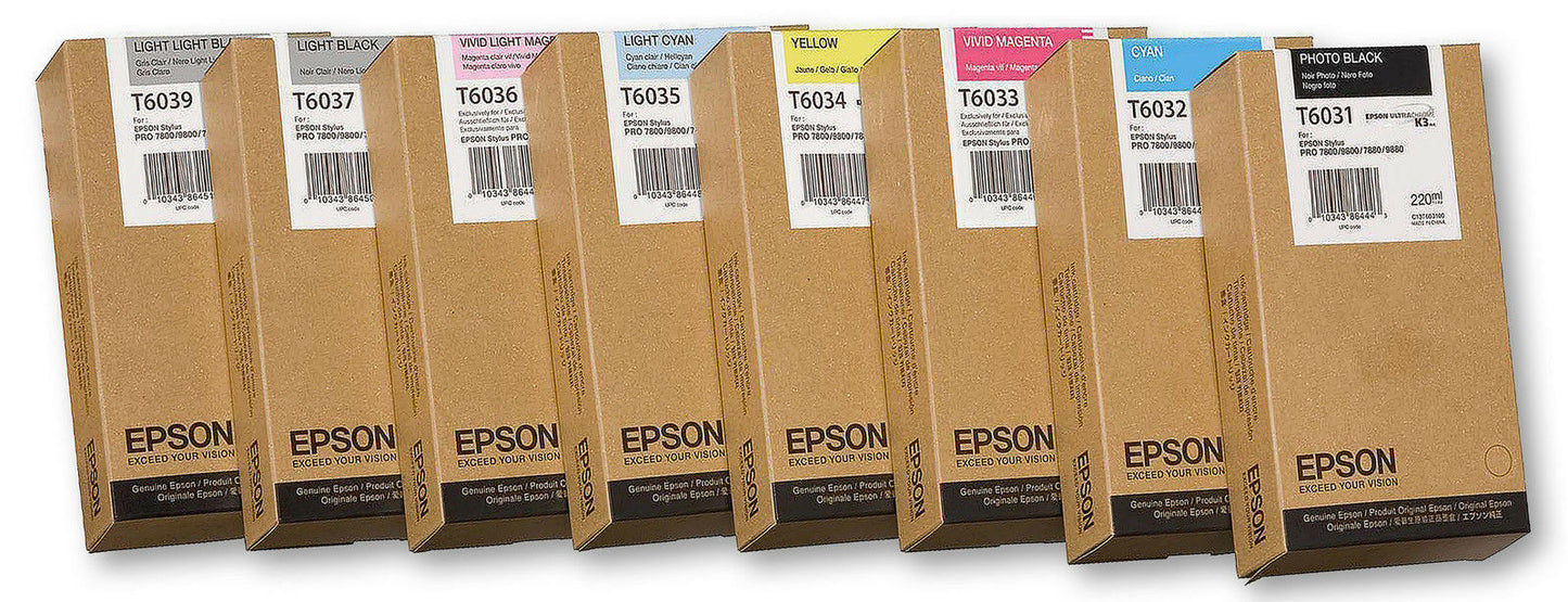 Genuine lot of Epson T6031 T6032 T6034 T6036 T6037 T6039 ink cartridges (220ml)