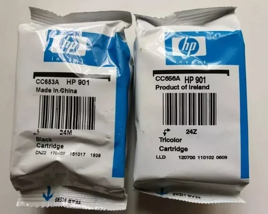 Genuine HP 901 Black & Colour ink Cartridges (CC653AE CC656AE) FREE UK DELIVERY!
