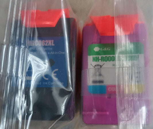 Refilled Inks For HP 62XL Black + 62XL Colour Ink Cartridges - FREE UK DELIVERY!