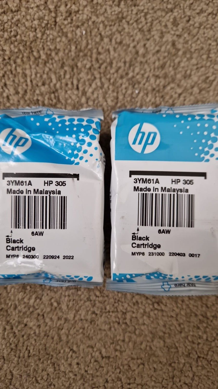 2x Genuine HP 305 Black Ink Cartridges - FREE UK DELIVERY! - VAT included
