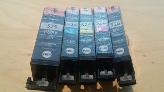 Genuine Canon PGI-525 Black + CLI-526 Cyan, Magenta,Yellow, Black Ink Cartridges