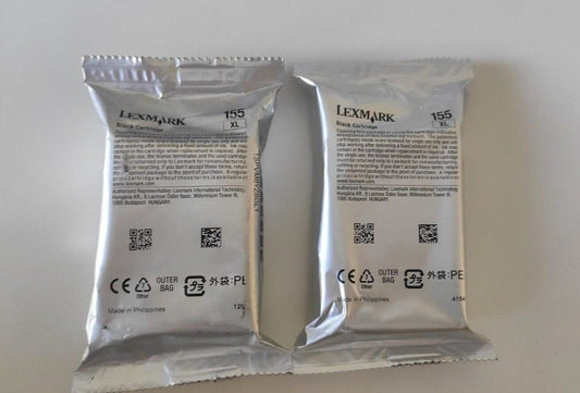 2x Genuine Lexmark 155XL Black Ink Cartridges - FREE UK DELIVERY! - VAT included