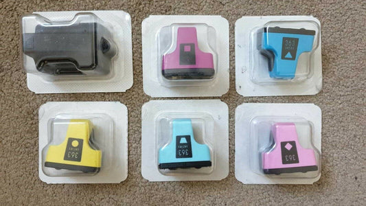 6x HP 363 Ink Cartridges Black Cyan Magenta Yellow Lt Cyan Lt Mg - FREE DELIVERY