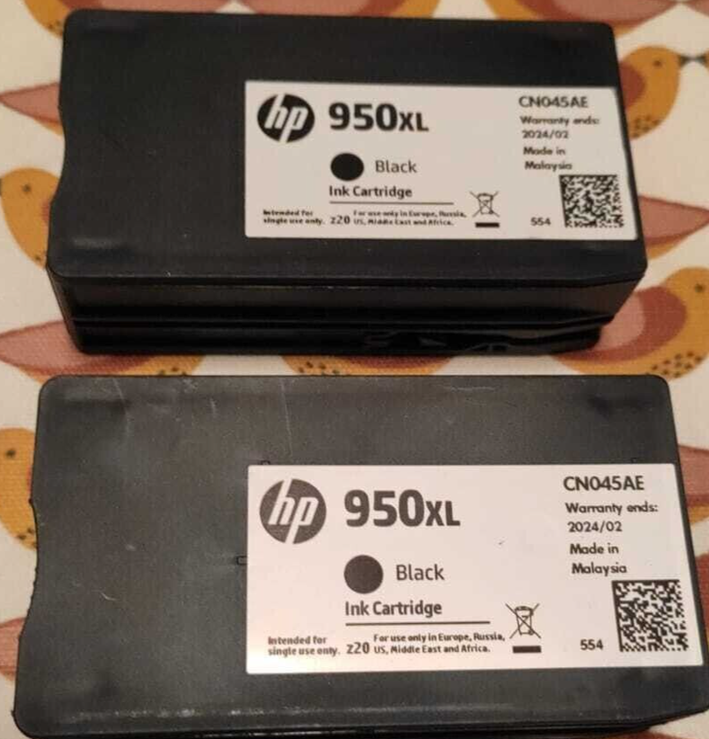 2x Genuine HP 950XL Black ink cartridges (NO BOX) - CN045AE - FREE UK DELIVERY!