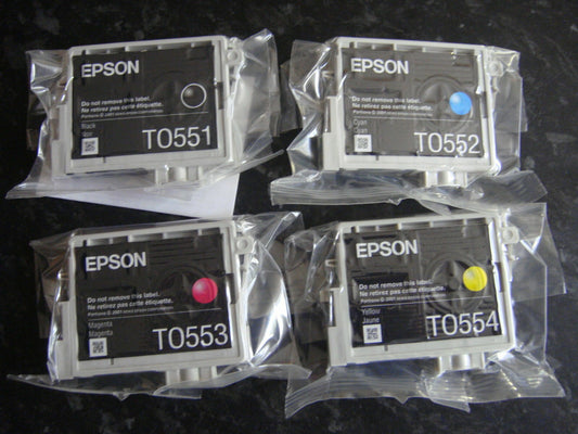 Genuine Epson T0556 Set of 4 Ink Cartridge T0551 T0552 T0553 T0554 FREE DELIVERY