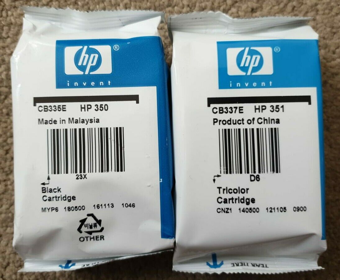 Genuine HP 350 & HP 351 Black and tri-colour ink Cartridges - (CB335E + CB337E)