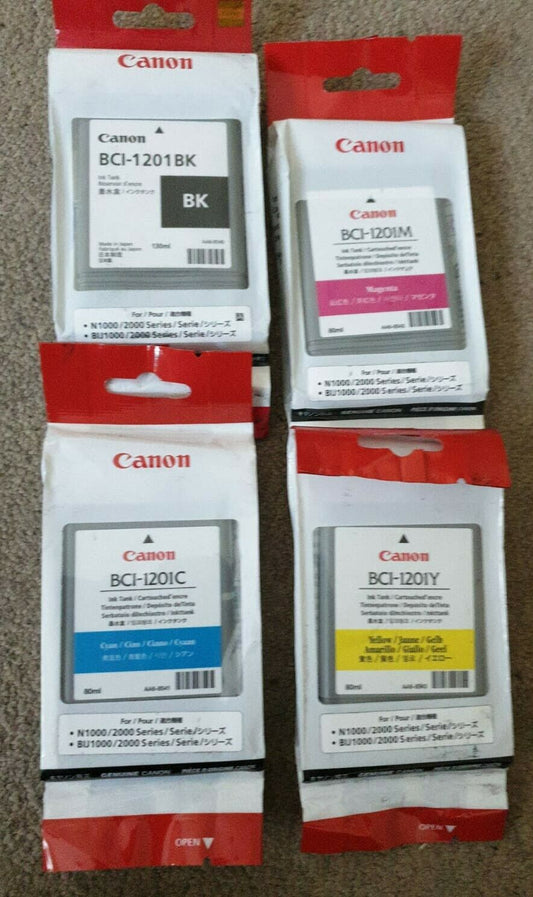 Genuine Canon BCI-1201 set of 4 ink cartridges for N1000/2000 BIJ 1000/2000