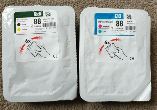 Genuine HP 88 Printheads Black/Yellow + Cyan/Magenta C9381A + C9382A - VAT inc