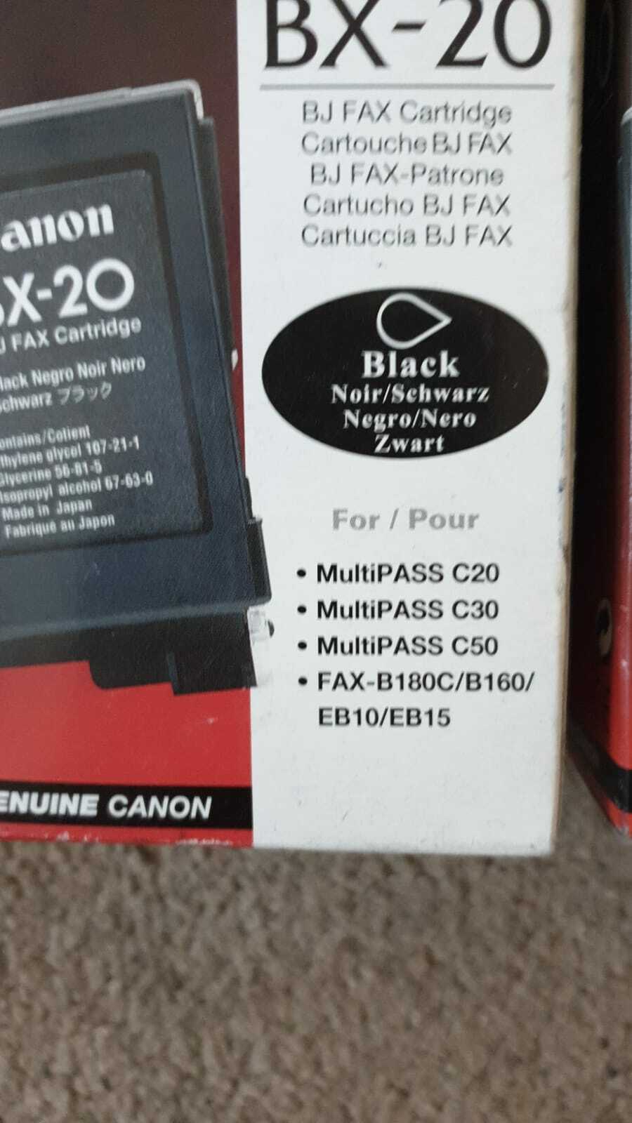 2x Genuine CANON BX-20 Black Ink Cartridges - FREE UK DELIVERY - VAT included
