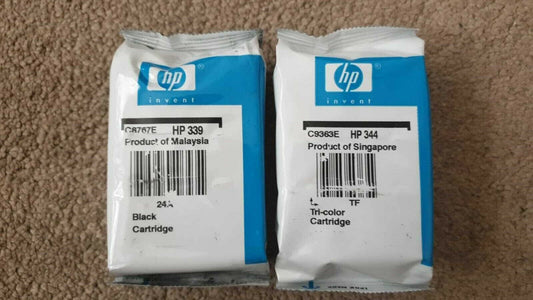 Genuine HP 339 + 344 Black & Colour Ink Cartridges - C8767E/C9363E FREE DELIVERY