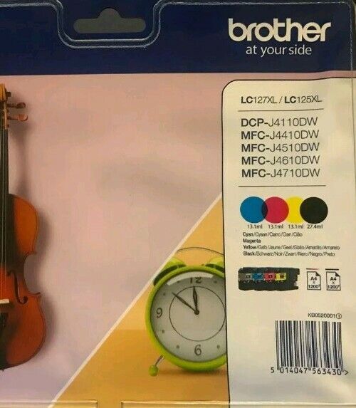 Genuine Brother LC127XL Black & LC125XL Cyan Magenta Yellow Ink Cartridges - VAT