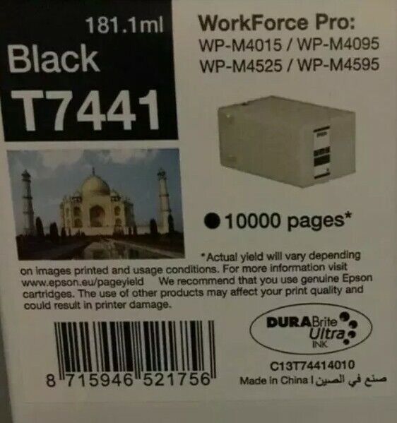 Genuine Epson T7441 Black for WorkForce WP-M4015 WP-M4095 WP-M4525 WP-M4595