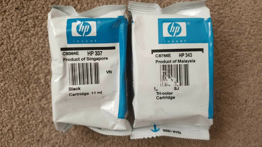 Genuine HP 337 + 343 Black & Tri-Colour Ink Cartridges (C9364EE C8766EE) - VAT