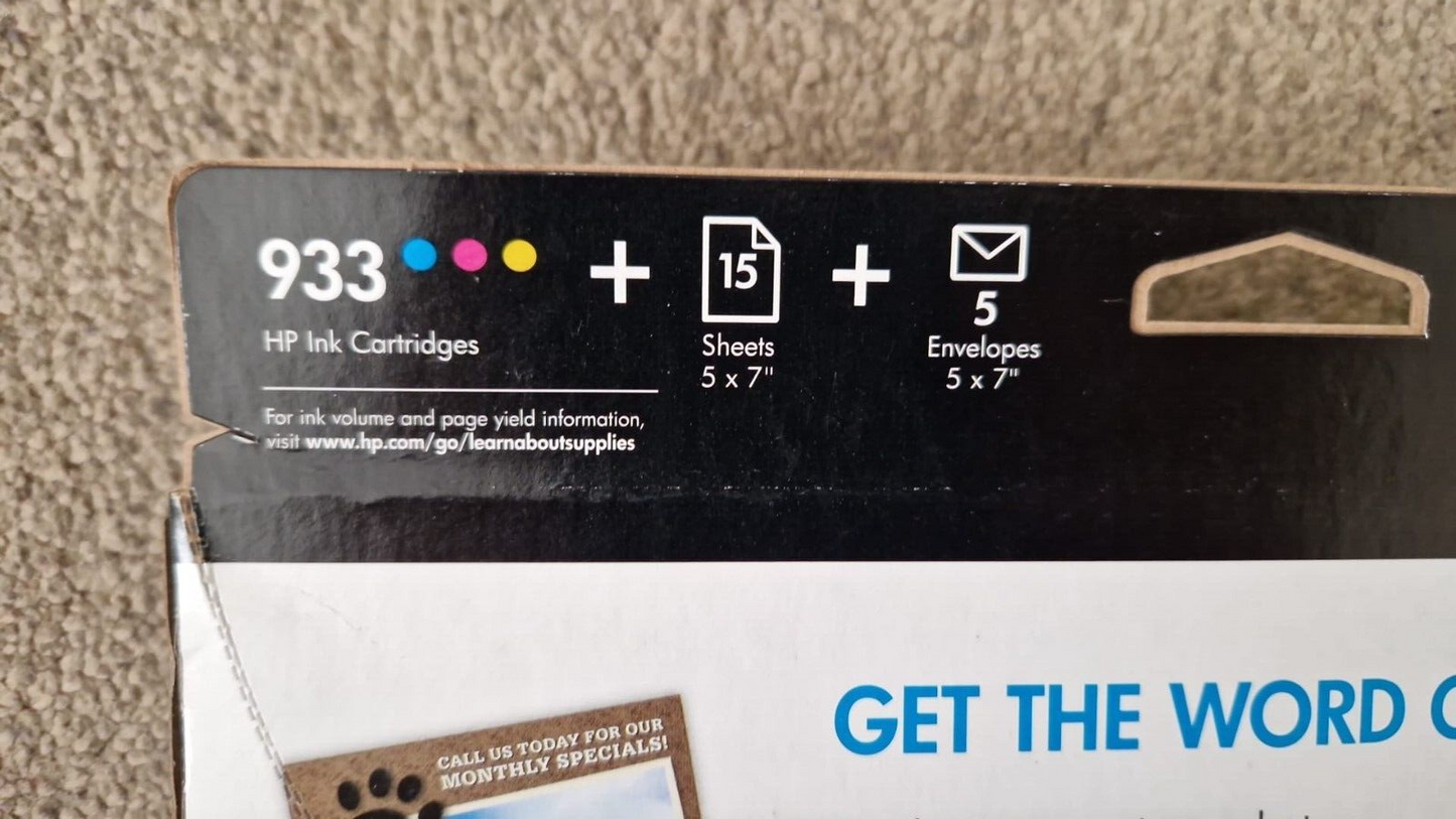 Genuine HP 933 Cyan Magenta Yellow ink cartridges - FREE UK DELIVERY!