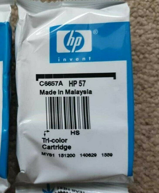2x Genuine HP 57 Tri-Colour ink cartridges (C6657A) - FREE UK DELIVERY!