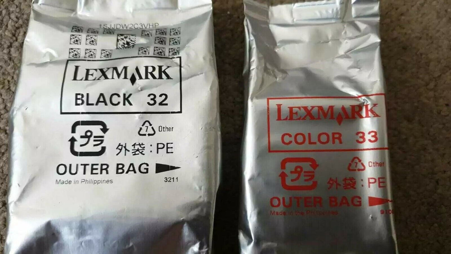 Genuine Lexmark 32 Black & Lexmark 33 Colour ink Cartridges - FREE Delivery VAT