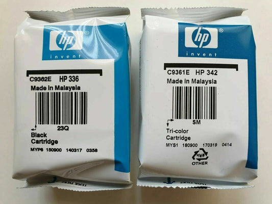 Genuine HP 336 & HP 342 Black & Tri-Colour Ink Cartridges (C9362EE - C9361EE)