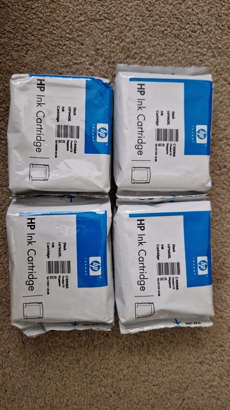 4x Genuine HP 940XL Black Ink Cartridges (C4906AE) - FREE UK DELIVERY!