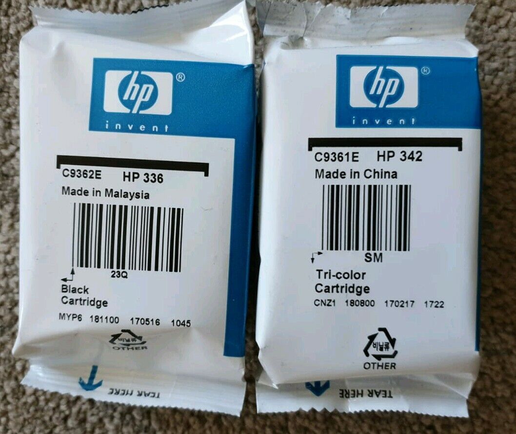 Genuine HP 336 & HP 342 Black & Tri-Colour Ink Cartridges (C9362EE - C9361EE)