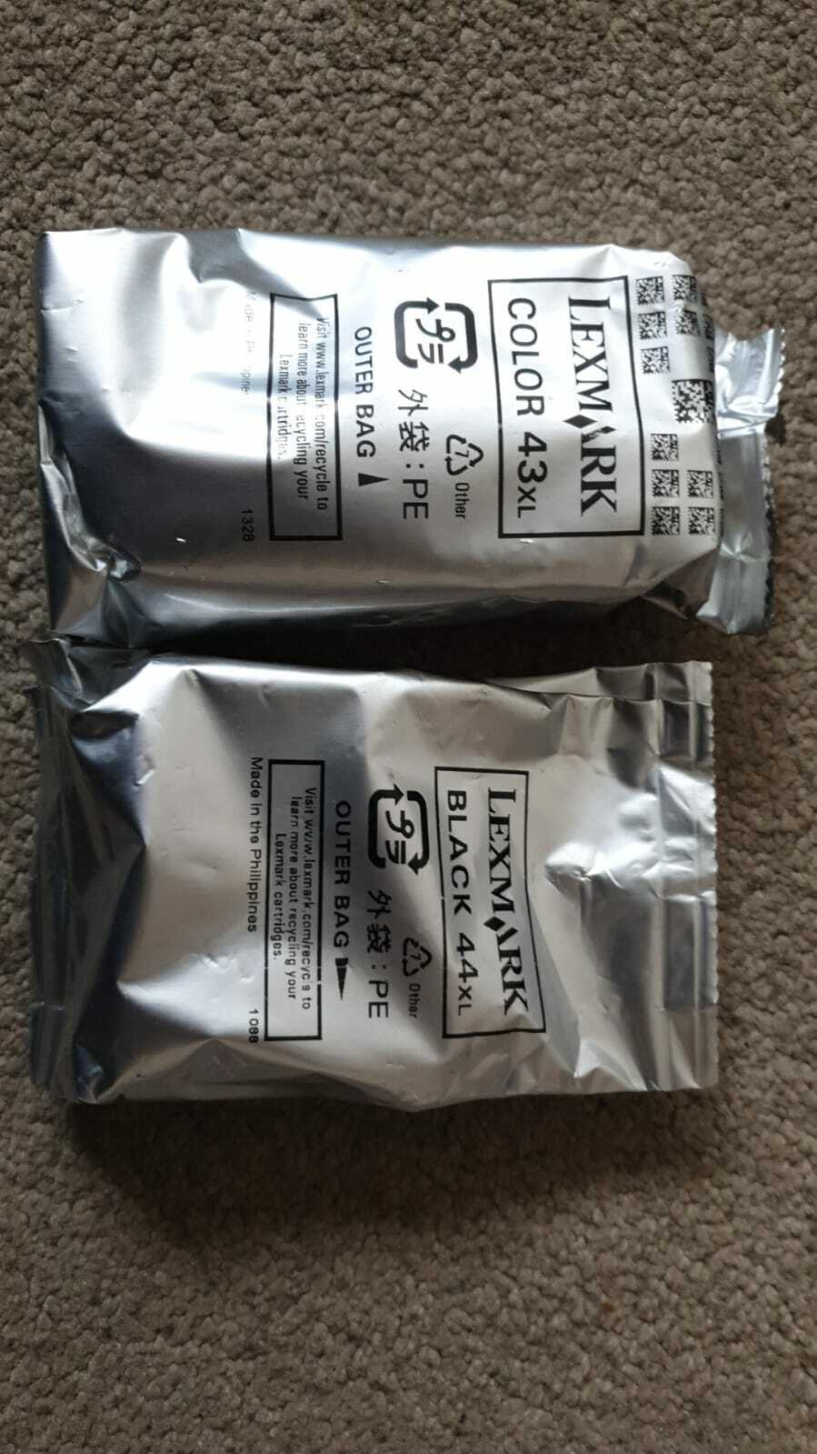Genuine Lexmark 43XL + 44XL Black & Colour Ink cartridges - X4850 X4950 X7550