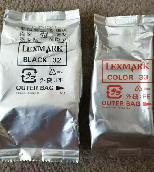 Genuine Lexmark 32 Black & Lexmark 33 Colour ink Cartridges - FREE Delivery VAT
