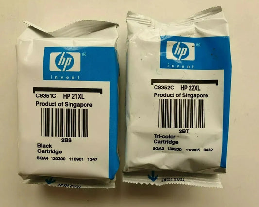 Genuine HP 21XL Black + HP 22XL Colour ink cartridges - FREE UK DELIVERY!