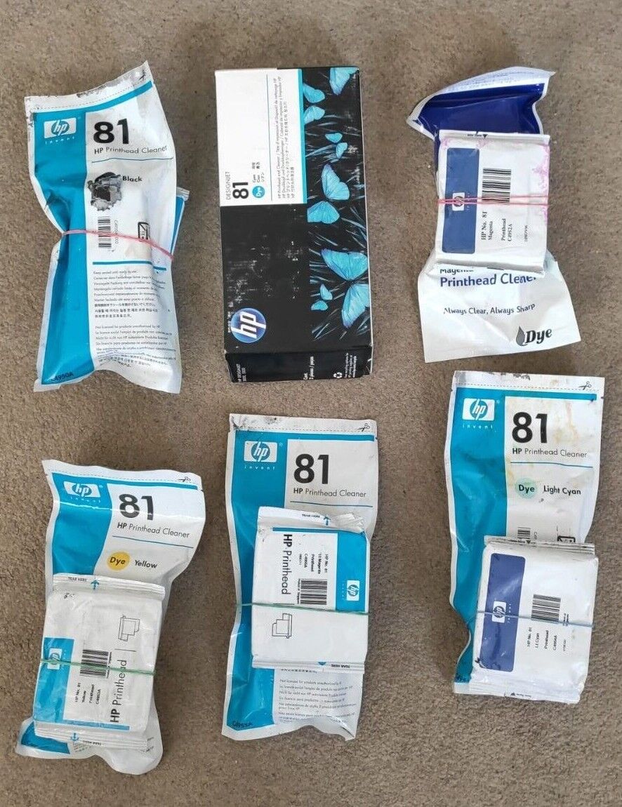 Genuine lot of HP 81 Printhead and Cleaners (C4950-C4955A) - VAT included