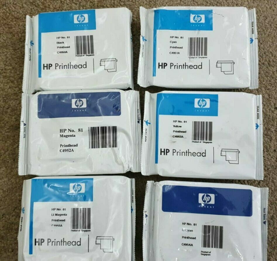 Genuine lot of HP 81 Printhead and Cleaners (C4950-C4955A) - VAT included