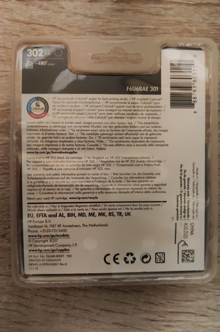 BOXED HP 302XL Black Ink Cartridge (F6U68AE) 2023 dates - FREE DELIVERY! Genuine