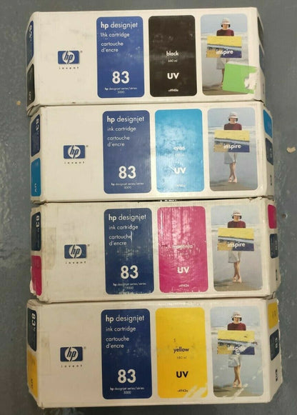 Genuine lot of HP 83 UV Ink Cartridges 680ml - Designjet 5000 - VAT included
