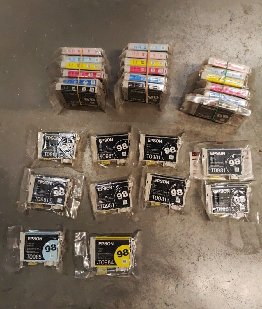 28x Genuine Epson 98 Black & Color Ink Cartridges (T0981-T0986) FREE US SHIPPING