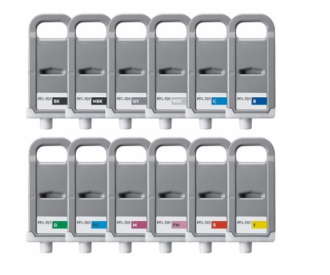 Genuine lot of Canon PFI-701 ink cartridges 700ml - ImagePROGRAF iPF 8000 9000