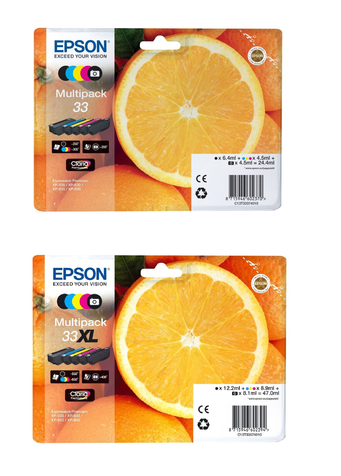 Genuine Epson 33 & 33XL Ink Cartridges (Orange lot) - FREE UK DELIVERY! VAT inc.