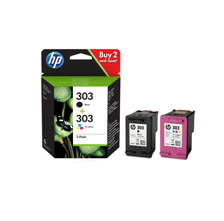 Genuine HP 303 Black and Colour Ink Cartridges (T6N02AE + T6N01AE) FREE DELIVERY