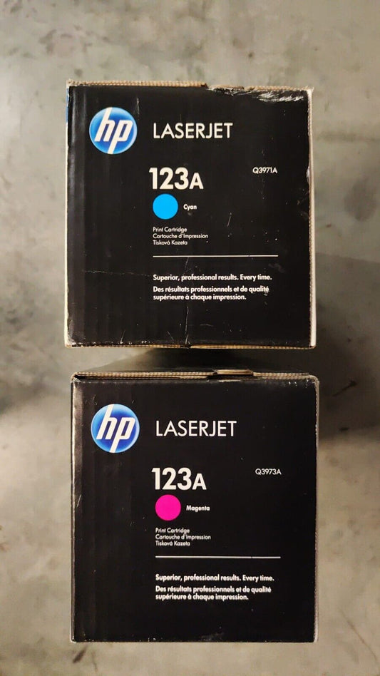 2x Genuine HP 123A Cyan + Magenta Toner Cartridges FREE DELIVERY! VAT included