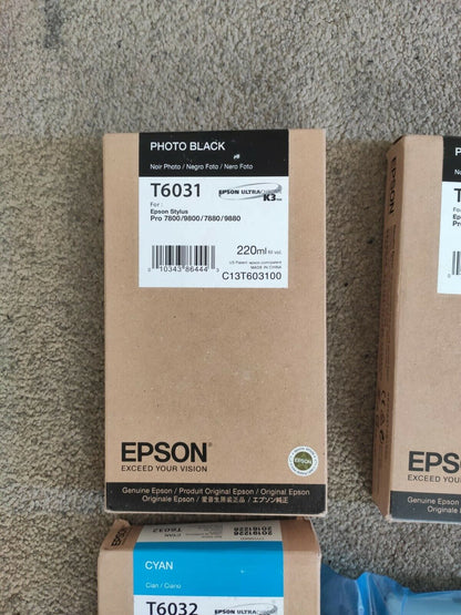 Genuine lot of Epson T6031 T6032 T6034 T6036 T6037 T6039 ink cartridges (220ml)