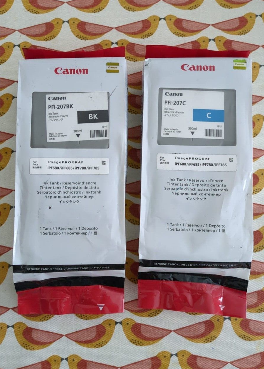 Genuine Canon PFI-207 Black + Cyan ink cartridges (300ml) - FREE UK DELIVERY!