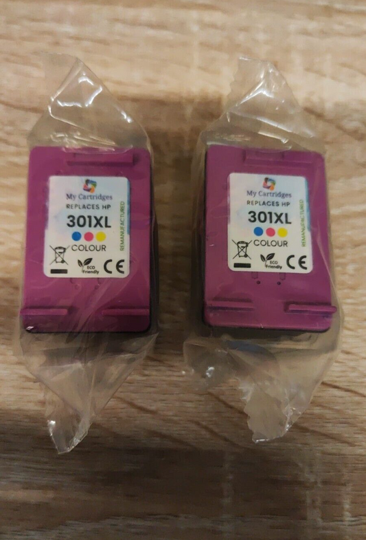 2x Refilled Inks For HP 301XL Colour Ink Cartridges - FREE UK DELIVERY!