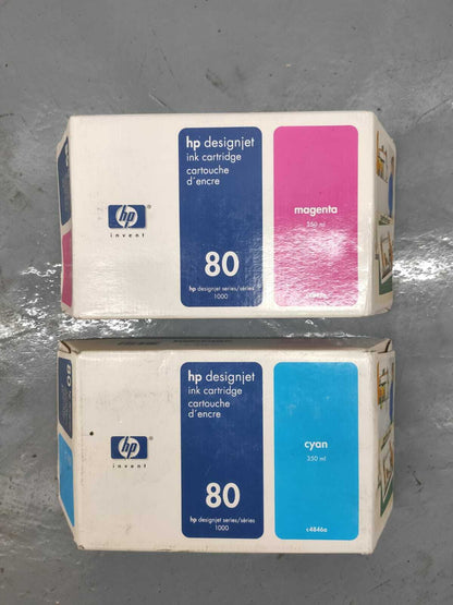 Genuine lot of HP 80 ink cartridges 350ML C4871A C4846A C4847A C4848A - VAT inc.