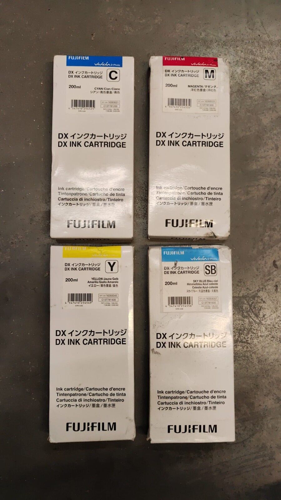 4x Genuine FUJIFILM DX Vividia Ink Cartridges (200ml) - Original - FREE DELIVERY